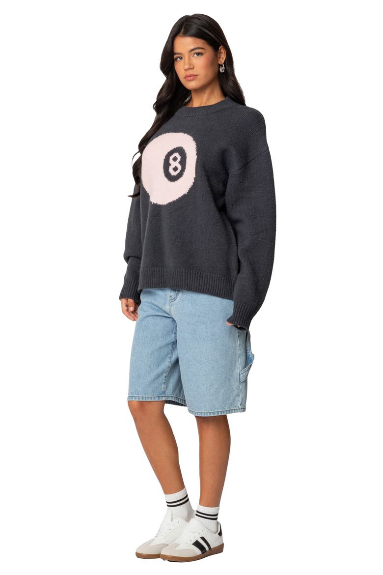 Magic 8-Ball Oversize Crewneck Sweater, Alternate, color, DARK-GRAY
