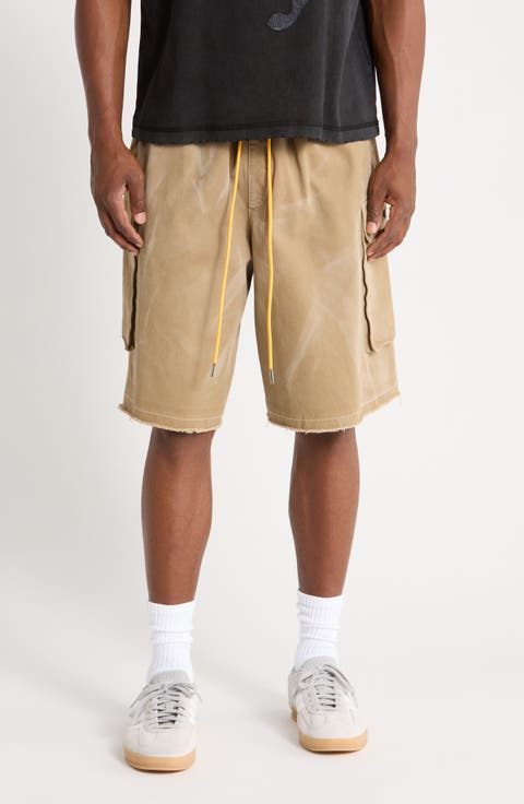 Oversize Cotton Canvas Drawstring Cargo Shorts
