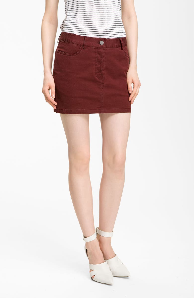 alexanderwang.t T by Alexander Wang Stretch Twill Jean Skirt, Main, color,