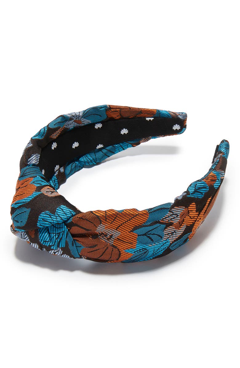Lele Sadoughi Floral Jacquard Knotted Headband, Alternate, color, Caramel Patina