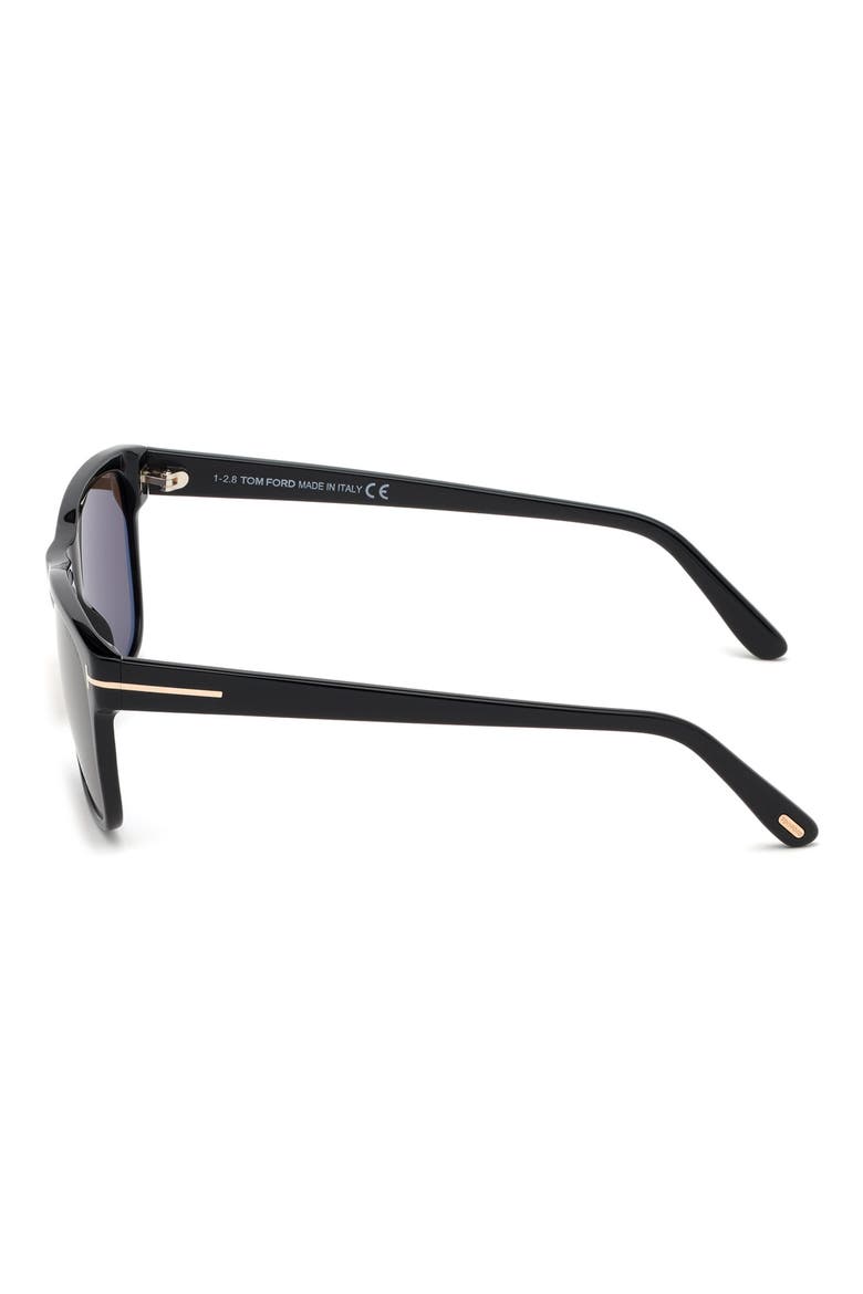 Giulio 57mm Geometric Sunglasses, Alternate, color, SHINY BLACK BROWN LENSES