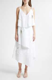 Floral Appliqué Layered Midi Dress