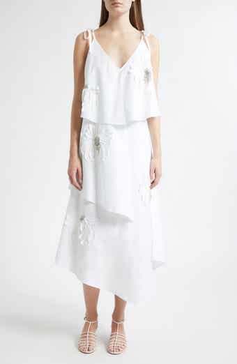 Floral Appliqué Layered Midi Dress