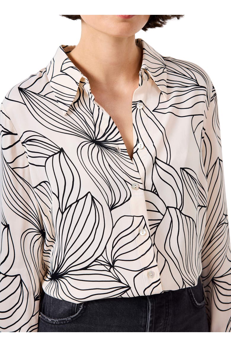Floral Print Satin Shirt, Alternate, color, Cream