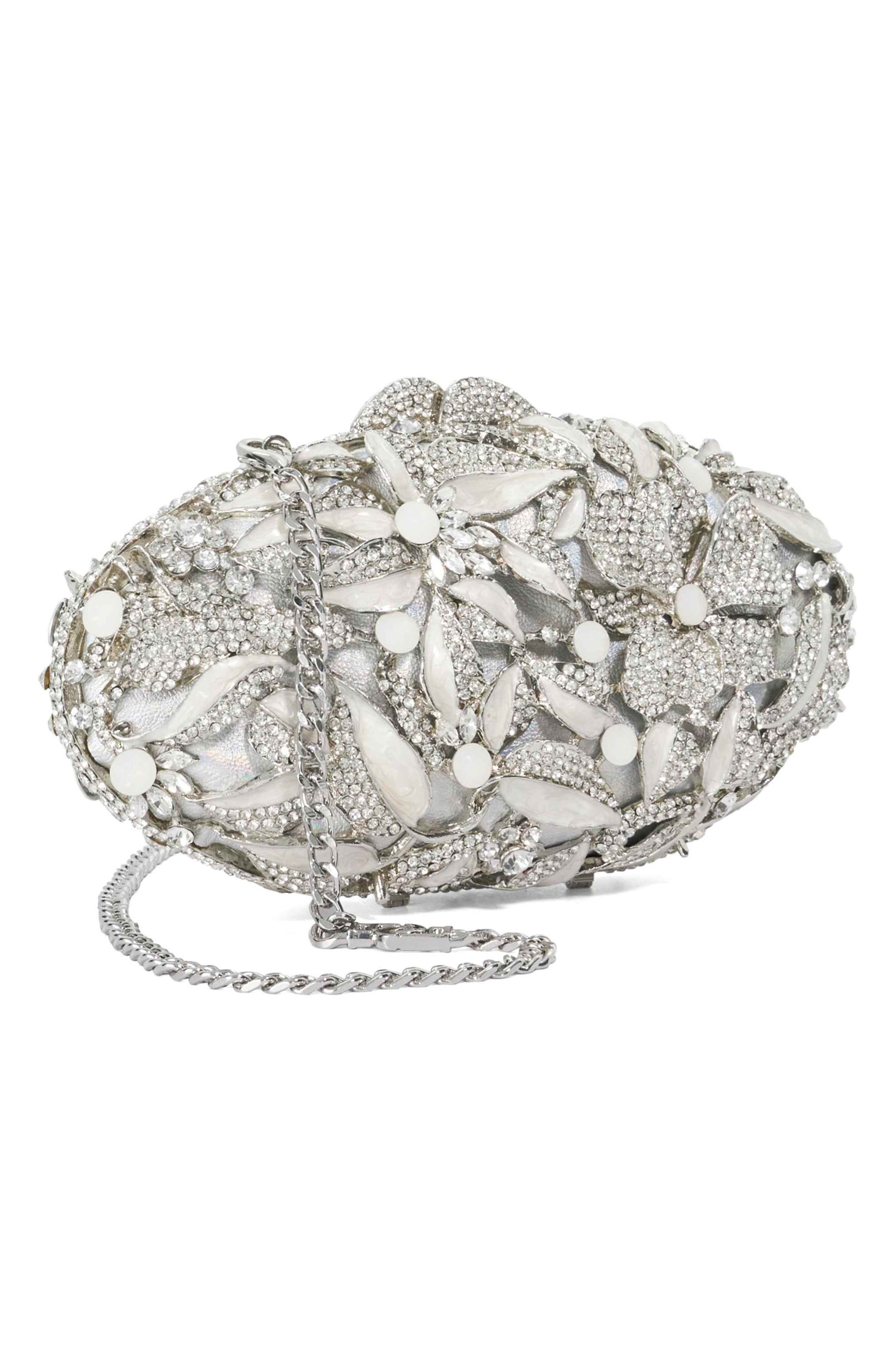 Dune London Brides Crystal Embellished Minaudière, Alternate, color, Silver