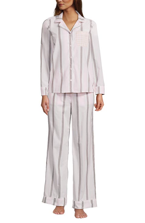 Cotton Poplin 2 Piece Pajama Set - Long Sleeve Top and Pants