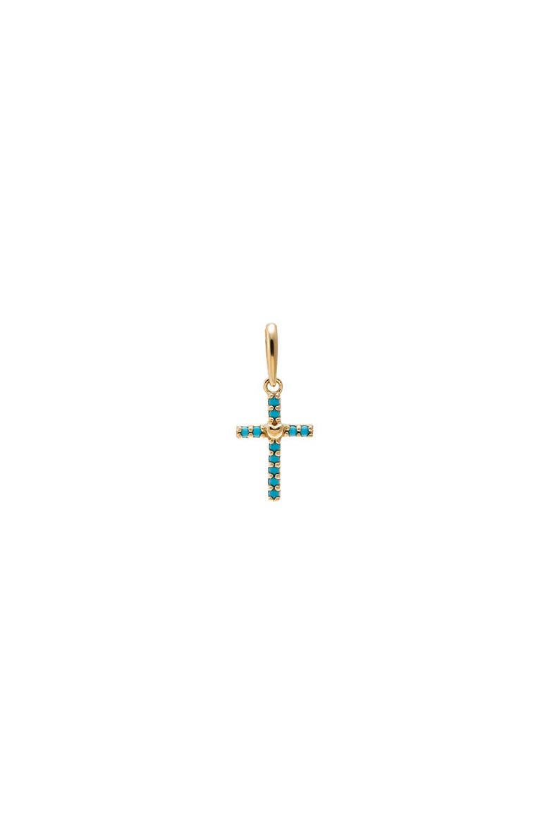 Turquoise Cross Charm 14K, Main, color, 14K Turquoise