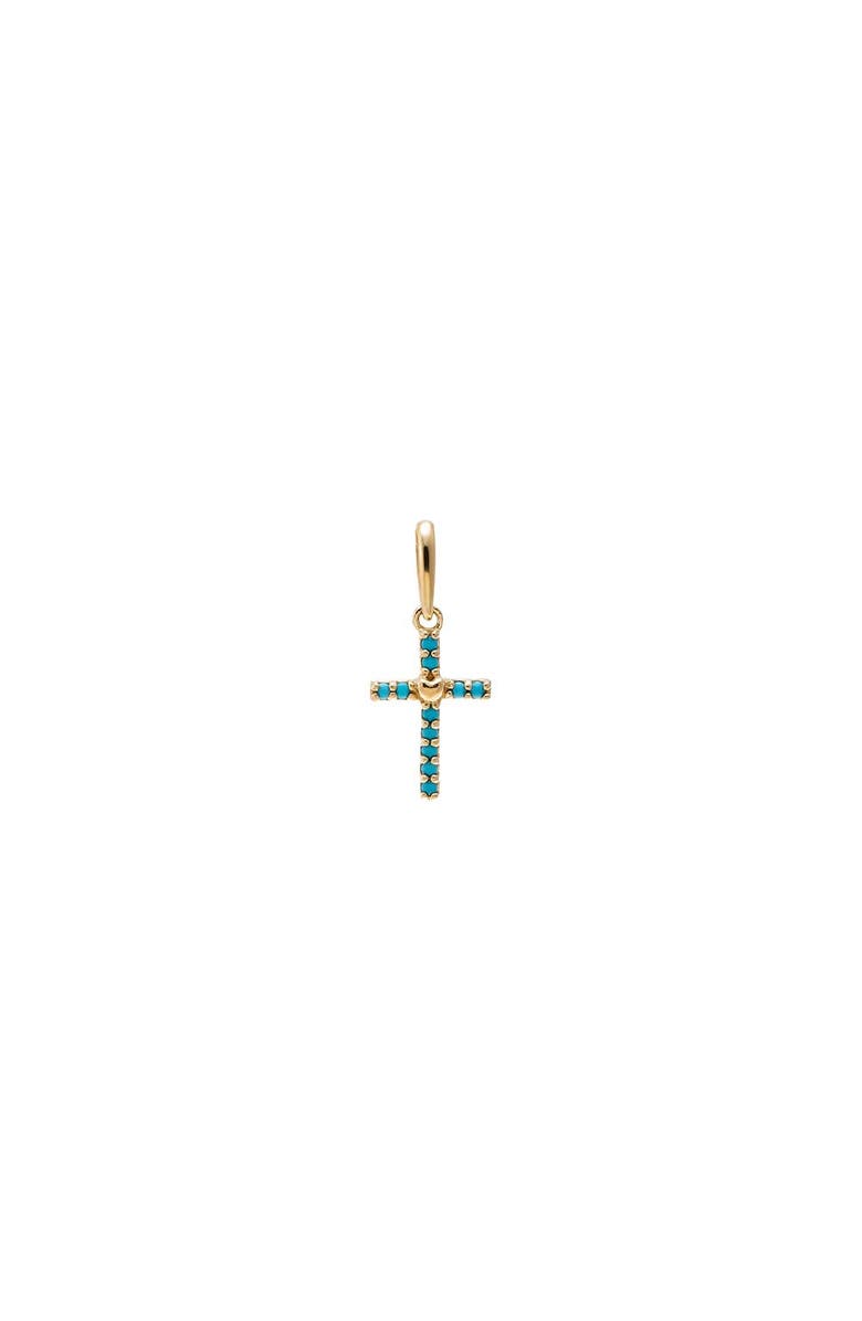 BY ADINA EDEN Turquoise Cross Charm 14K, Main, color, 14K Turquoise