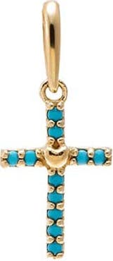 BY ADINA EDEN Turquoise Cross Charm 14K