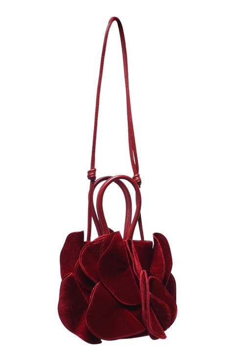 Velvet Flower Leather Handbag