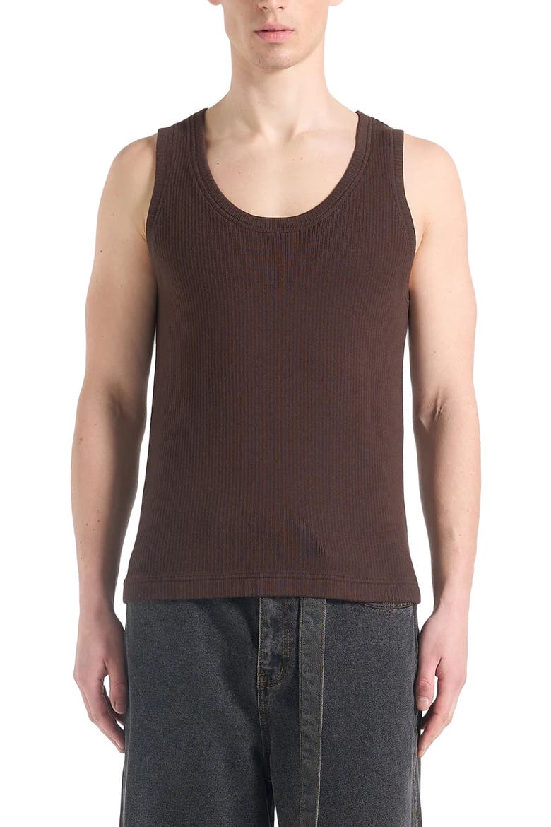 Justin Ribbed Cotton Vest, Alternate, color, Brown