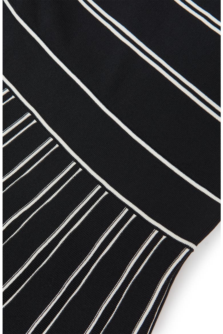 Amber Stripe Pleated Long Sleeve Midi Dress, Alternate, color, BLACK/ IVORY