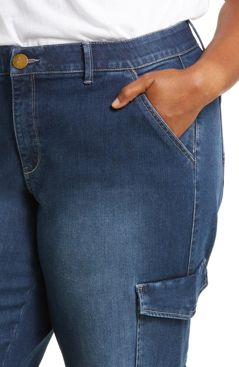 Wit & Wisdom 'Ab'Solution High Waist Wide Leg Cargo Jeans, Alternate, color, In Indigo