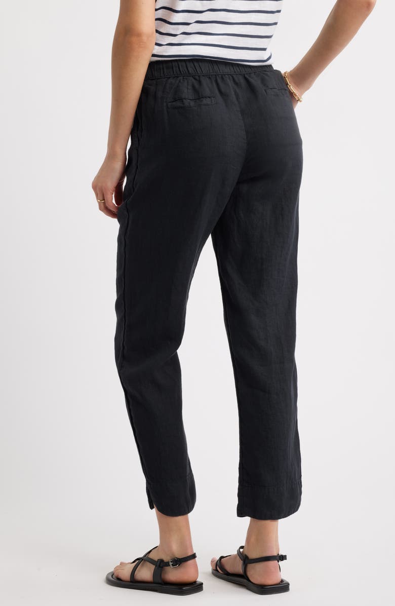 Caslon<sup>®</sup> Tie Waist Taper Linen Pants, Alternate, color, Black