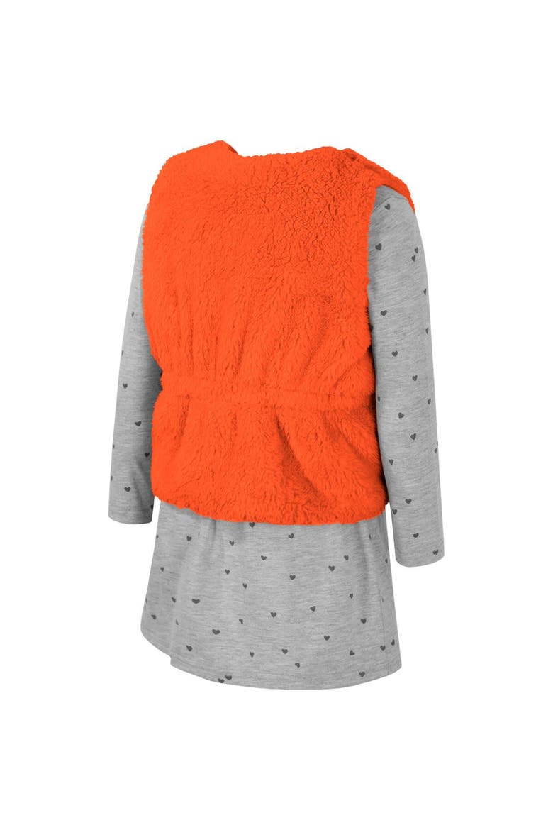 Girls Toddler Colosseum Orange Clemson Tigers Meowing Vest & Dress Set, Alternate, color, Orange