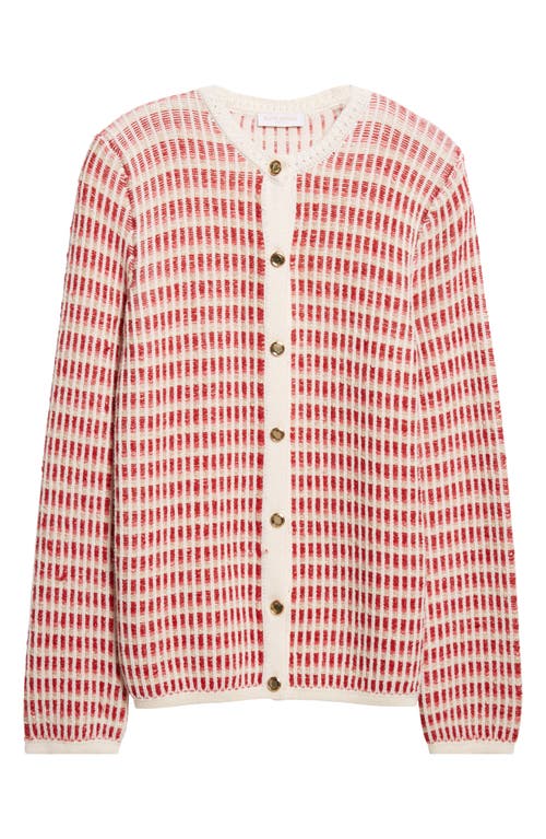Ramy Brook Ivy Metallic Striped Wool-blend Cardigan In White