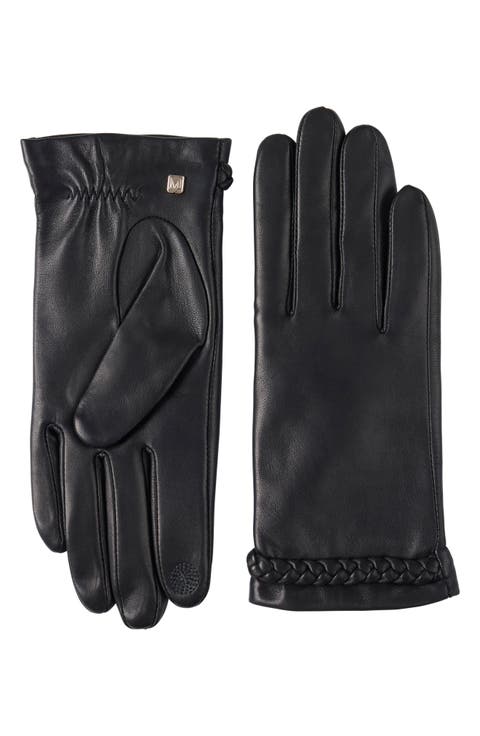 Braided Cuff Leather Gloves