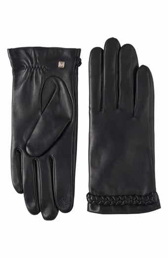 Bruno Magli Braided Cuff Leather Gloves