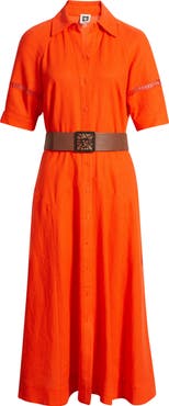 Anne Klein Belted Linen Blend Shirtdress