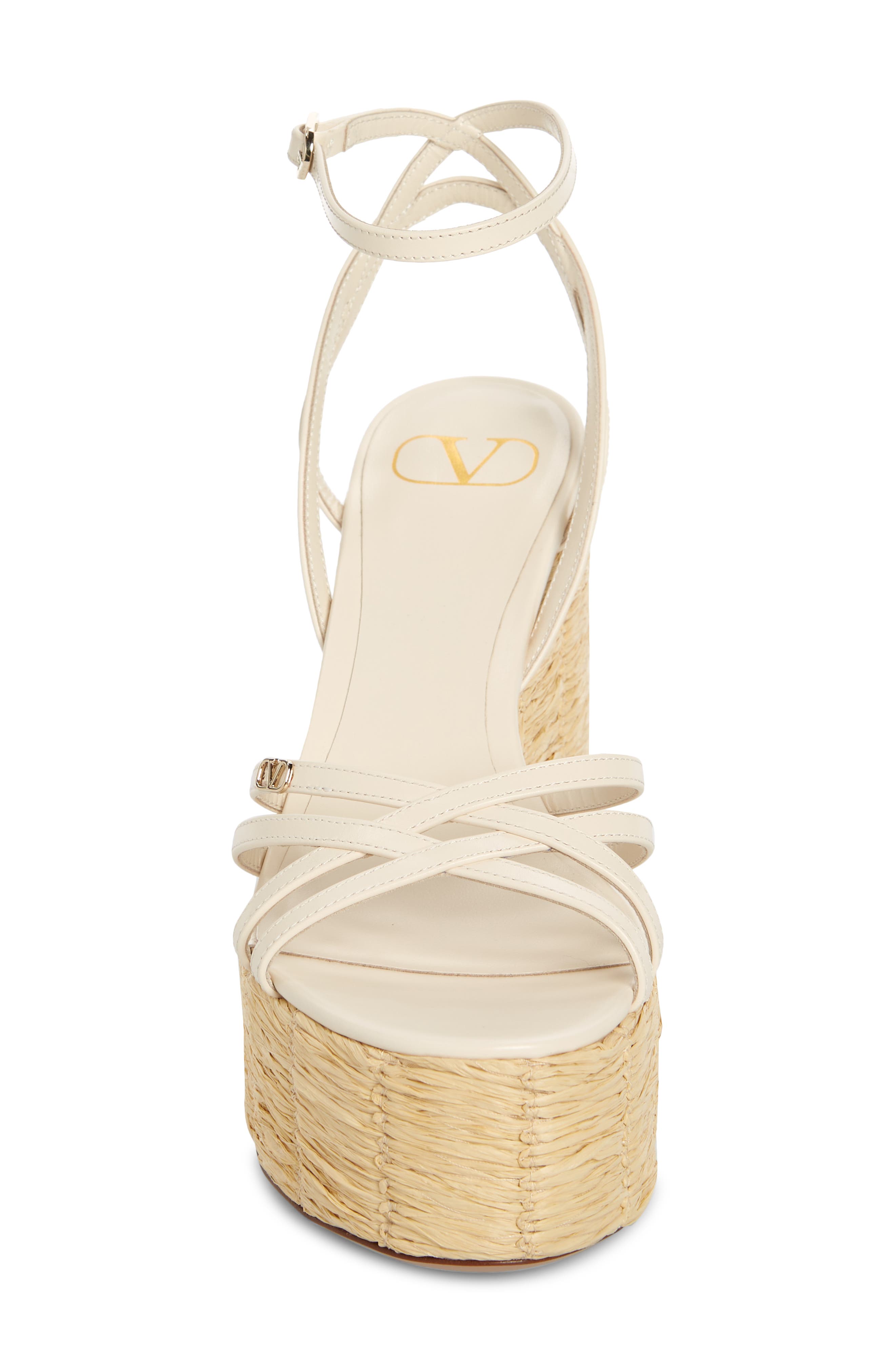 Valentino Garavani Raflower Platform Wedge Sandal, Alternate, color, Light Ivory/ Naturale