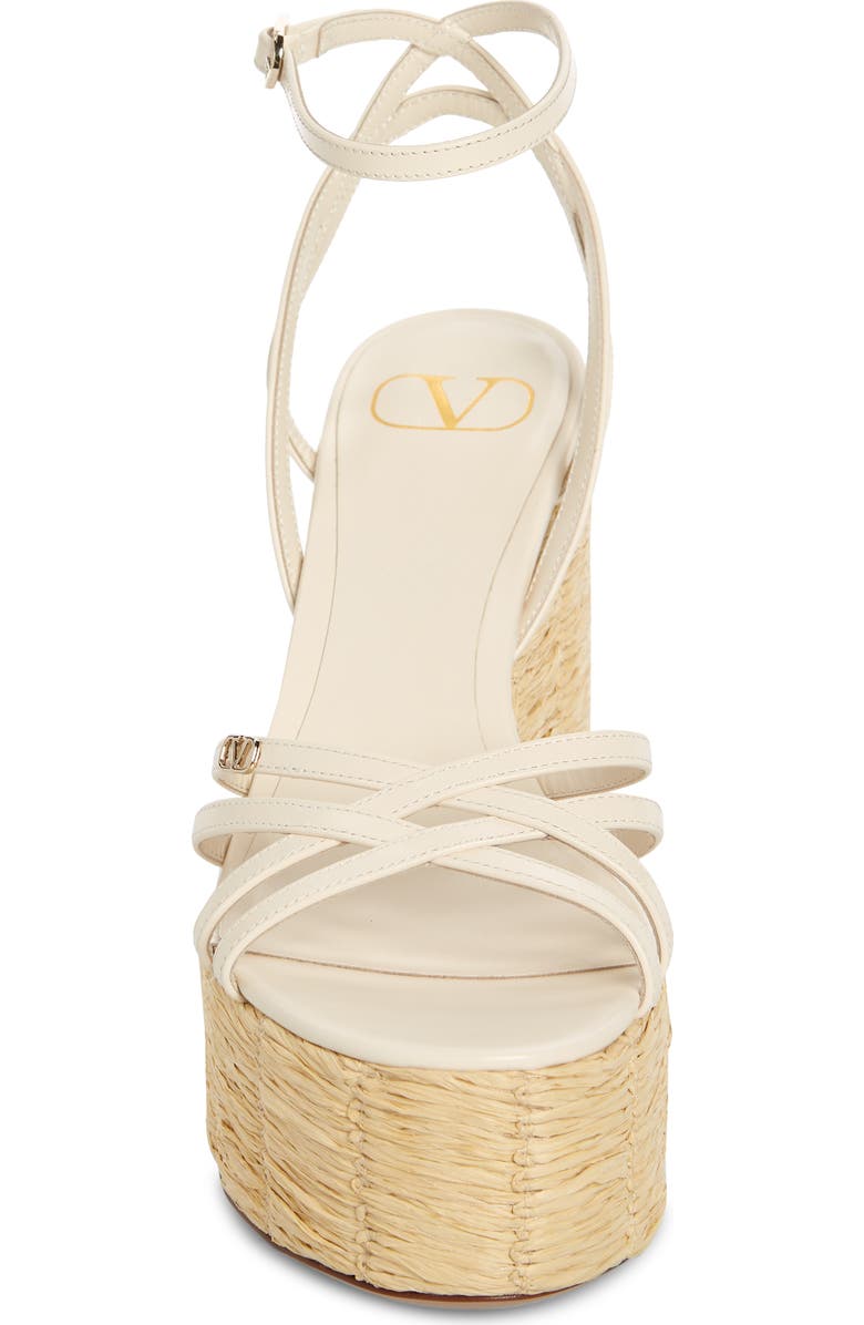 Valentino Garavani Raflower Platform Wedge Sandal, Alternate, color, Light Ivory/ Naturale