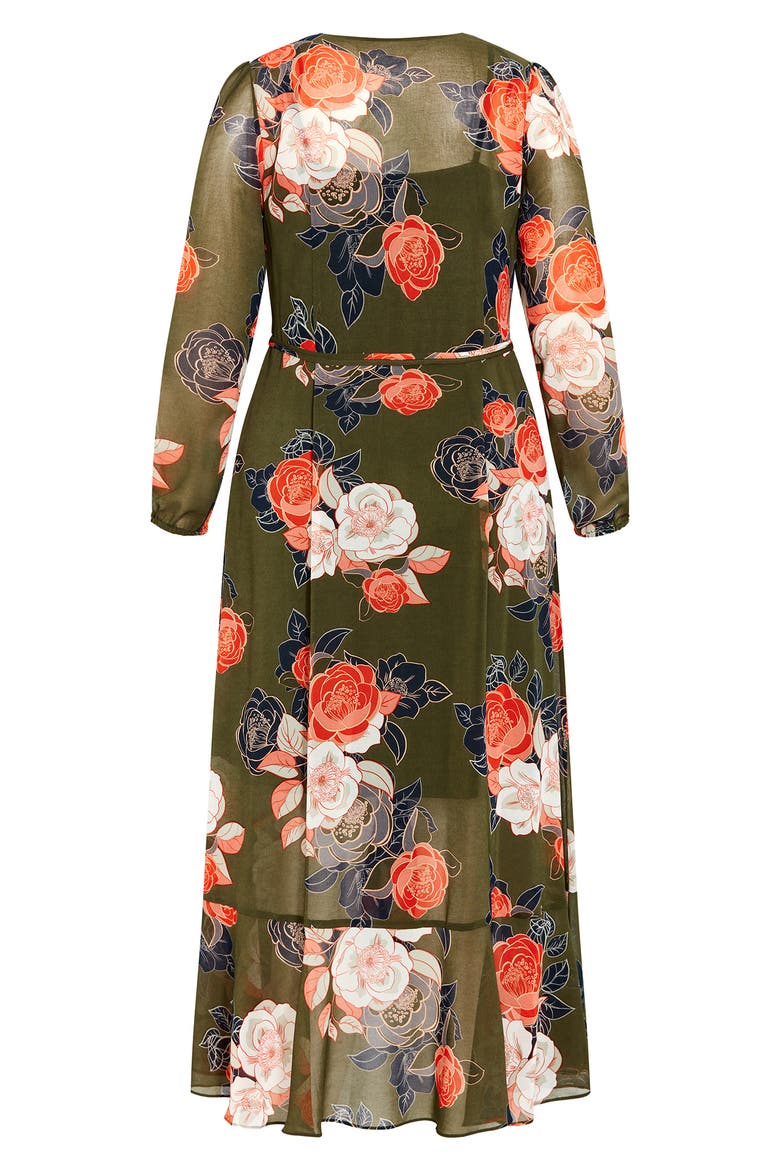 Sadie Floral Print Long Sleeve Wrap Dress, Alternate, color, MILITARY GARDENIA