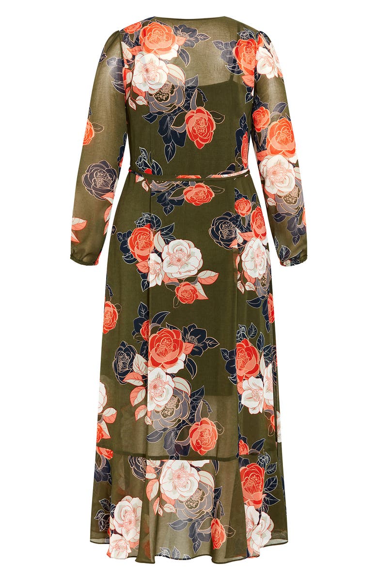 City Chic Sadie Floral Print Long Sleeve Wrap Dress, Alternate, color, 