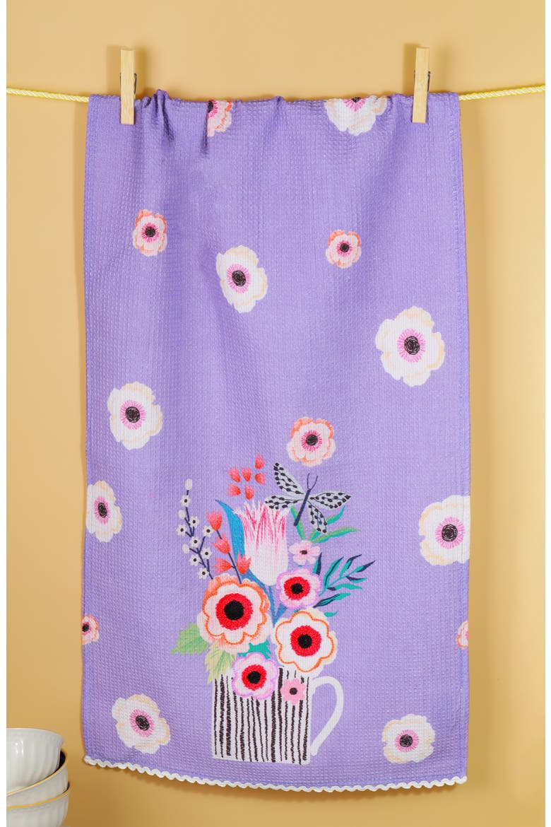Sweet Wishes Set of 3 Kitchen Towels, Alternate, color, PINK/ PURPLE/ BLUE