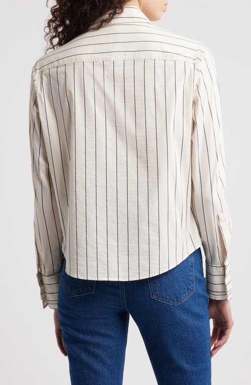 Hugo Boss Boss Brielle 1 Monday Stripe Crop Button-up Shirt In Open White
