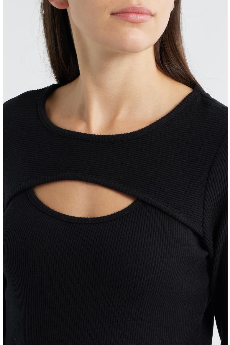 Cutout Rib Top, Alternate, color, BLACK