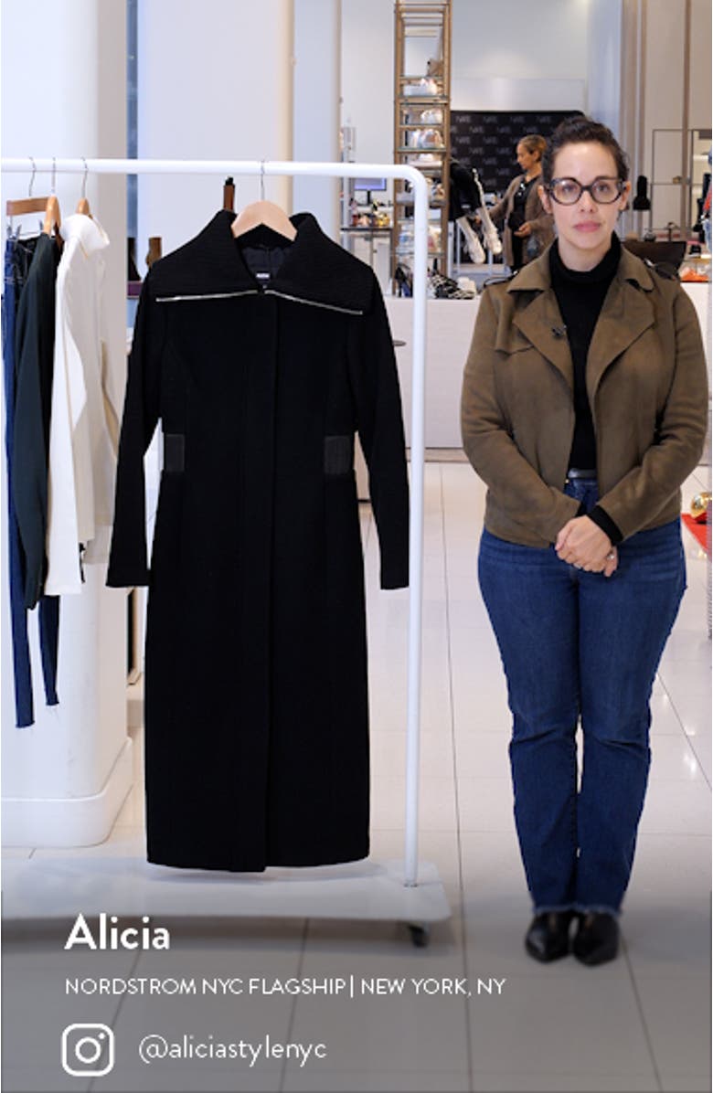Clarice Leather Trim Wool Coat, sales video thumbnail
