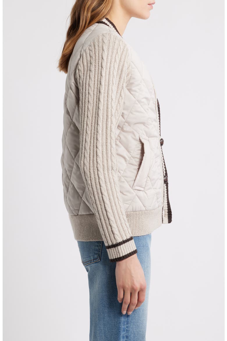 Quilted Cable Stitch Cardigan, Alternate, color, CHAMPAGNE