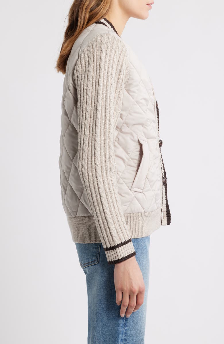 CITY BLUES Quilted Cable Stitch Cardigan, Alternate, color, Champagne