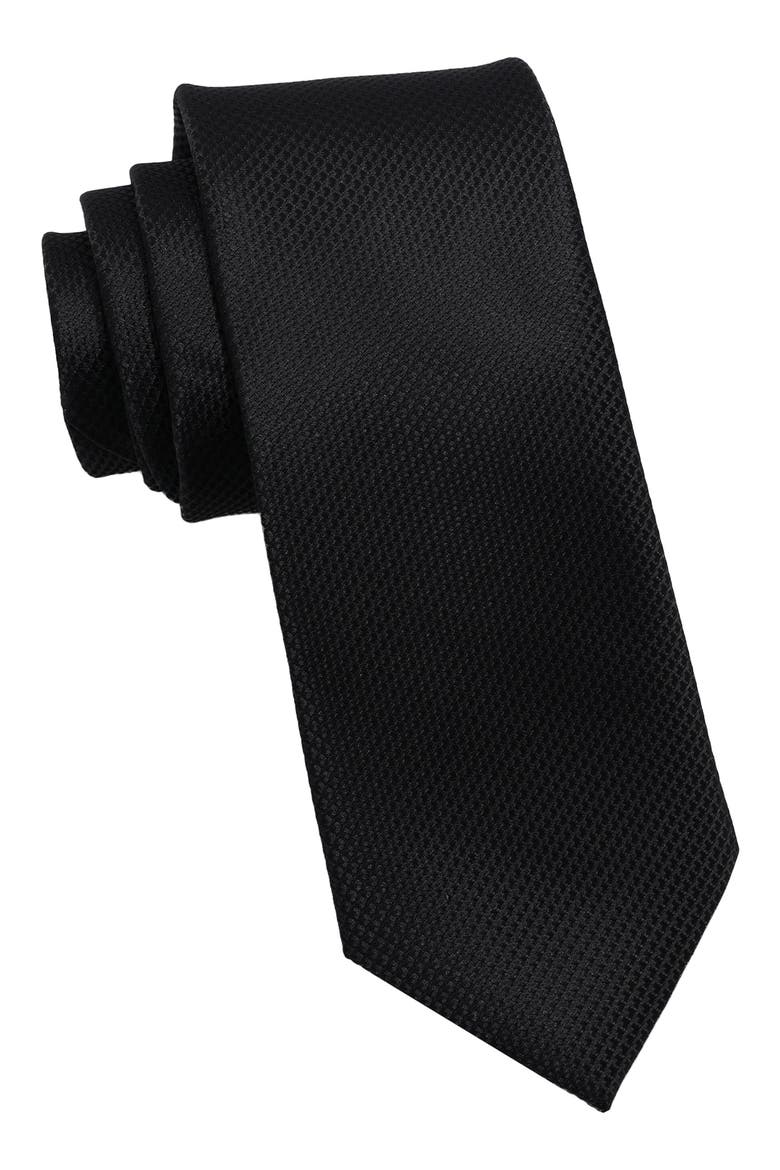Solid Textured Tie, Main, color, BLACK