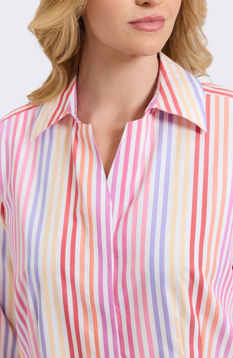 Foxcroft Taylor Stripe Cotton Button-Up Shirt, Alternate, color, 