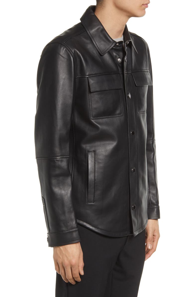 KARL LAGERFELD PARIS Men's Leather Shirt Jacket, Alternate, color, 