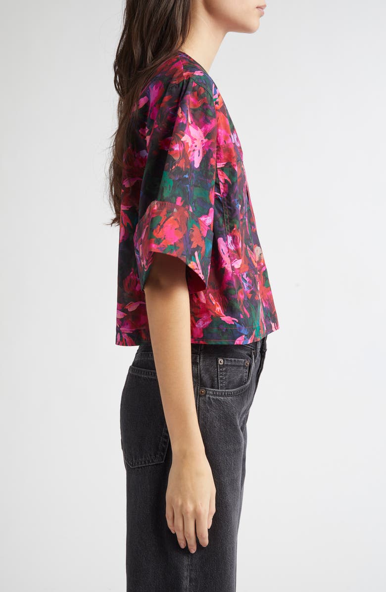 Ulla Johnson Suri Floral Cotton Top, Alternate, color, Hibiscus