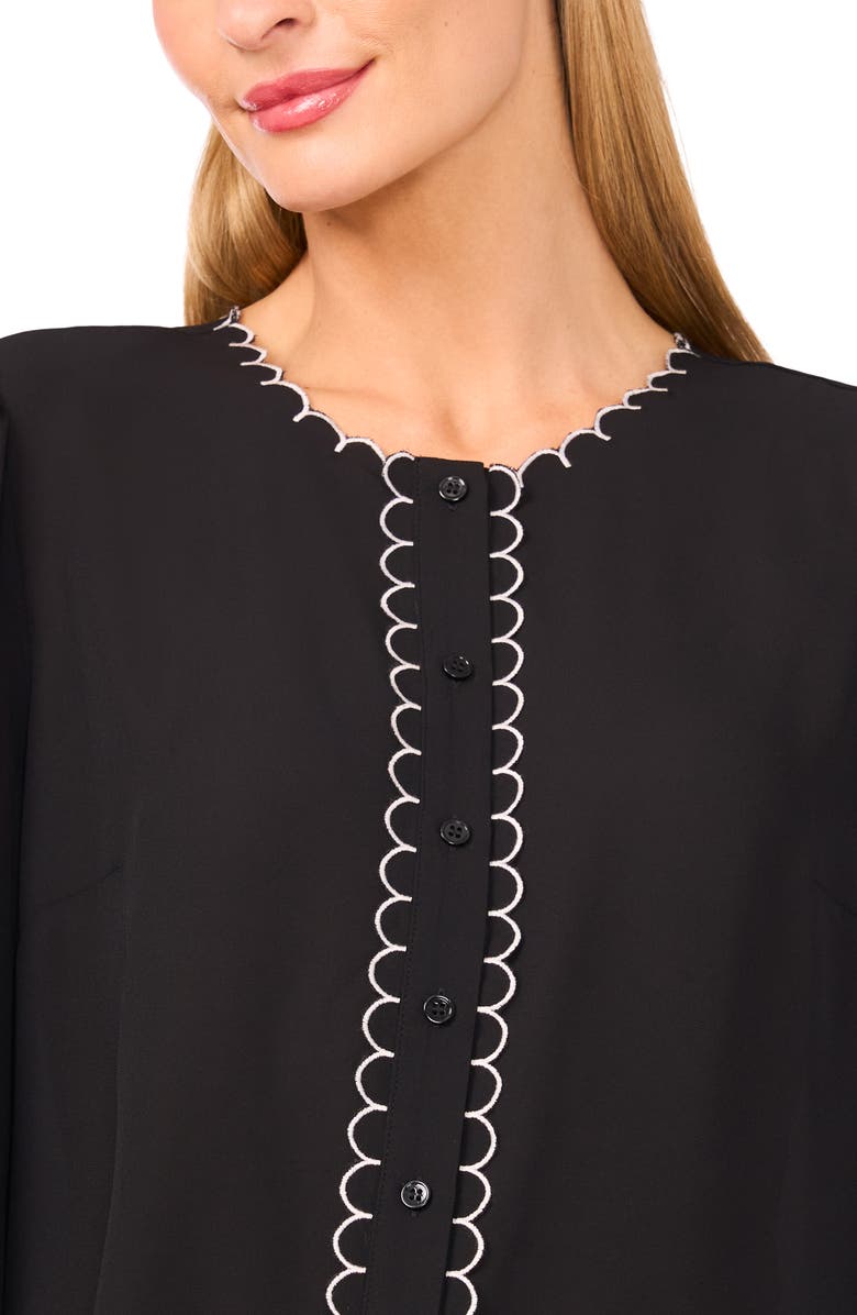 CeCe Scallop Detail Top, Alternate, color, Rich Black