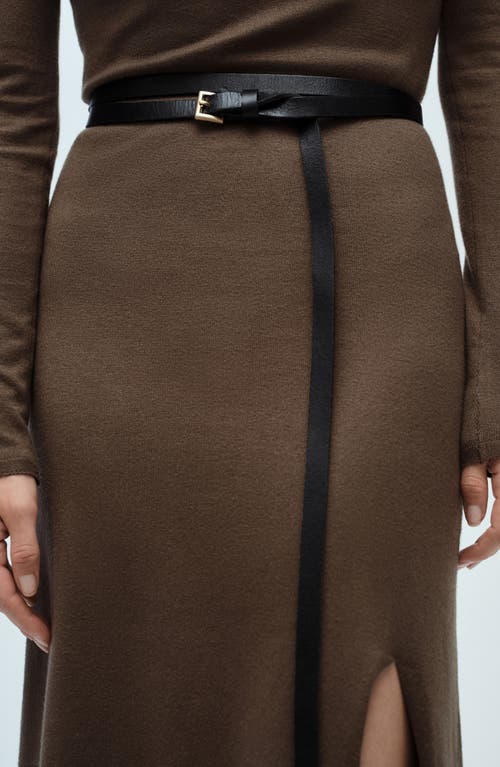 Mango Side Slit Knit Dress Khaki In Khaki Green