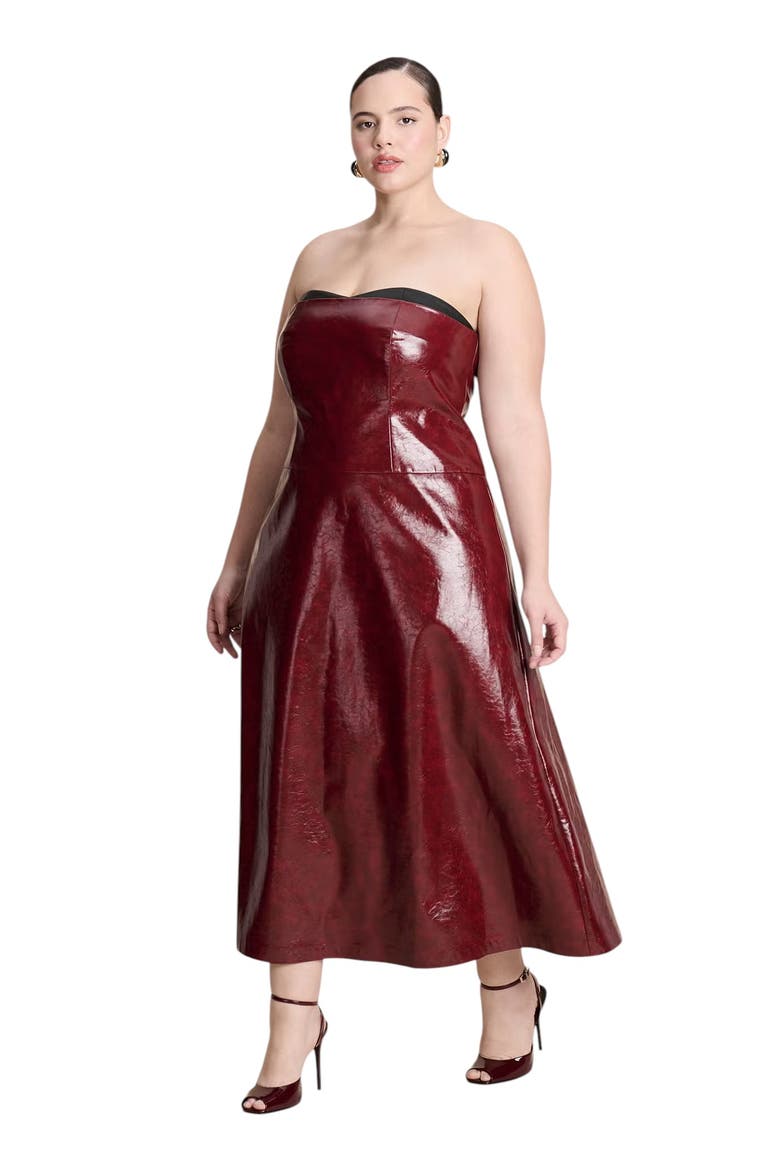 Textured Faux Leather Dress With Cup Detail, Main, color, POMEGRANATE