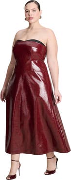 ELOQUII Textured Faux Leather Dress With Cup Detail