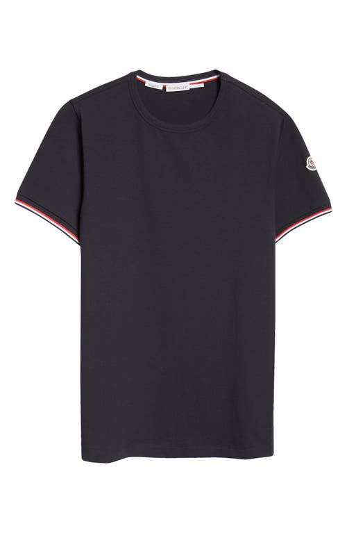Moncler Tipped Cotton Stretch Jersey T-shirt In Navy/navy