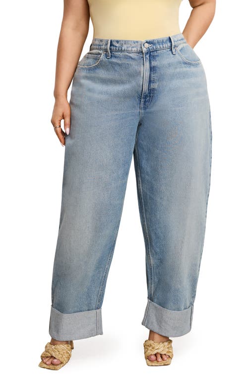 Good American Womens Good Standard Barrel Wide-leg Denim Jeans Indigo890 In Indigo890