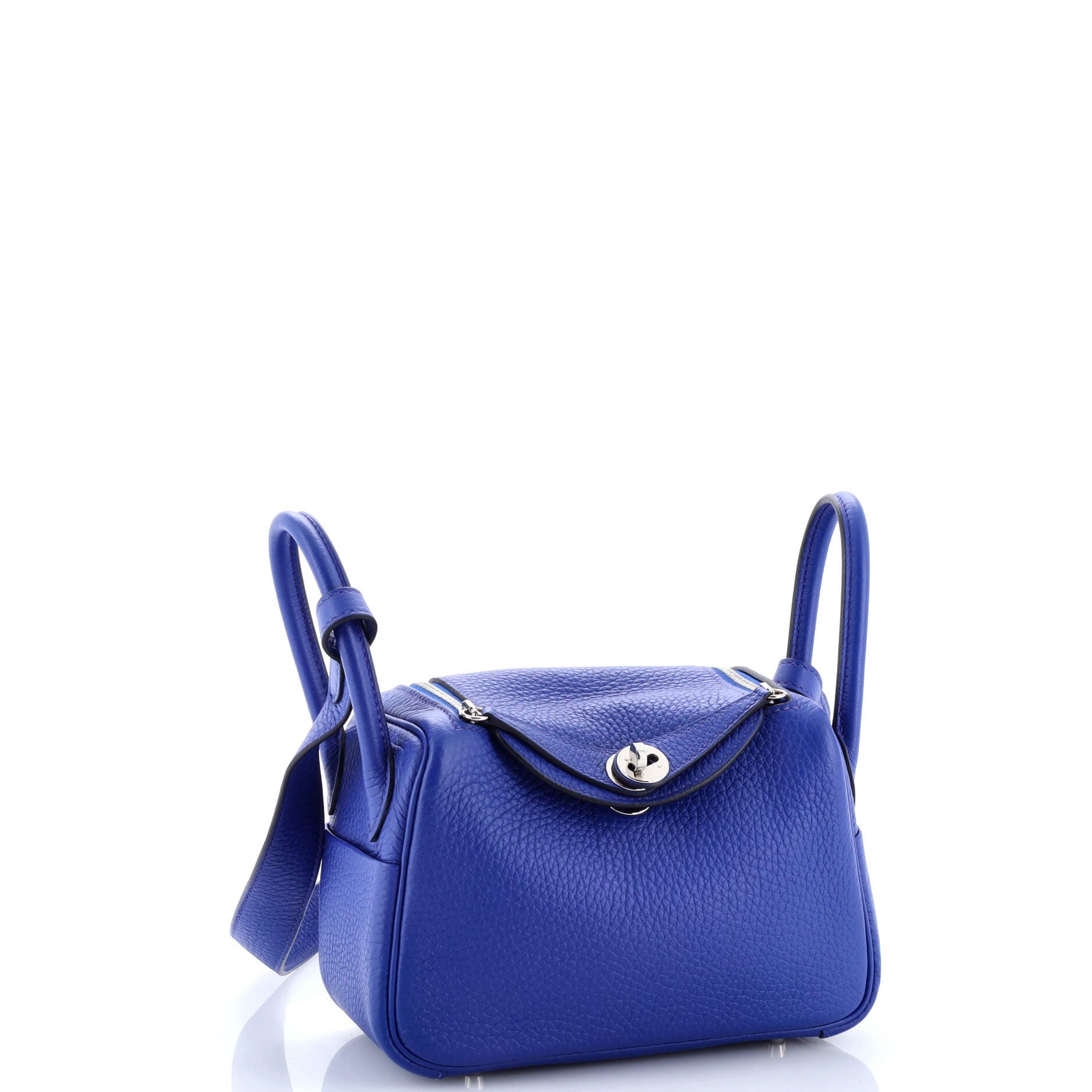 Pre-Owned Hermes Lindy Bag Clemence Mini, Alternate, color, Bleu Royal