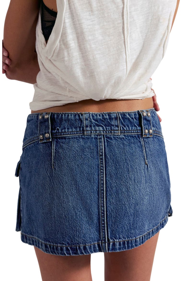 Hera Stud Detail Denim Miniskirt, Alternate, color, JUNO