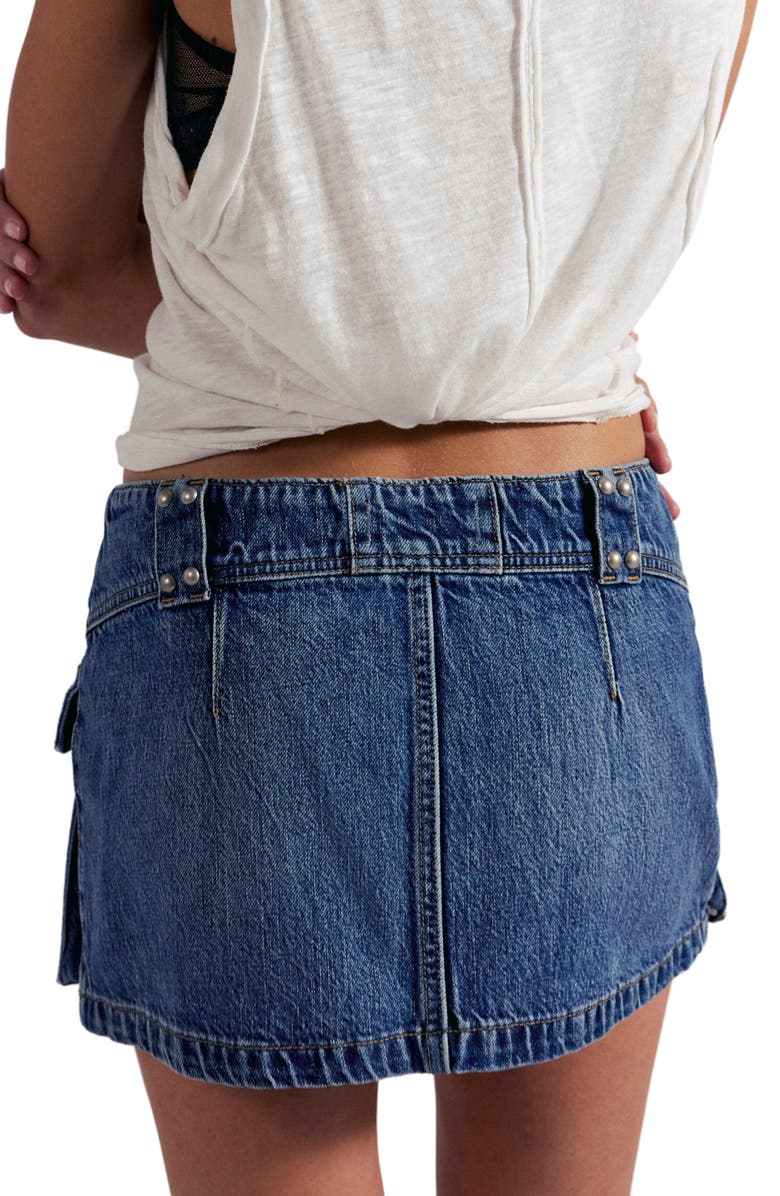 Free People Hera Stud Detail Denim Miniskirt, Alternate, color, Juno
