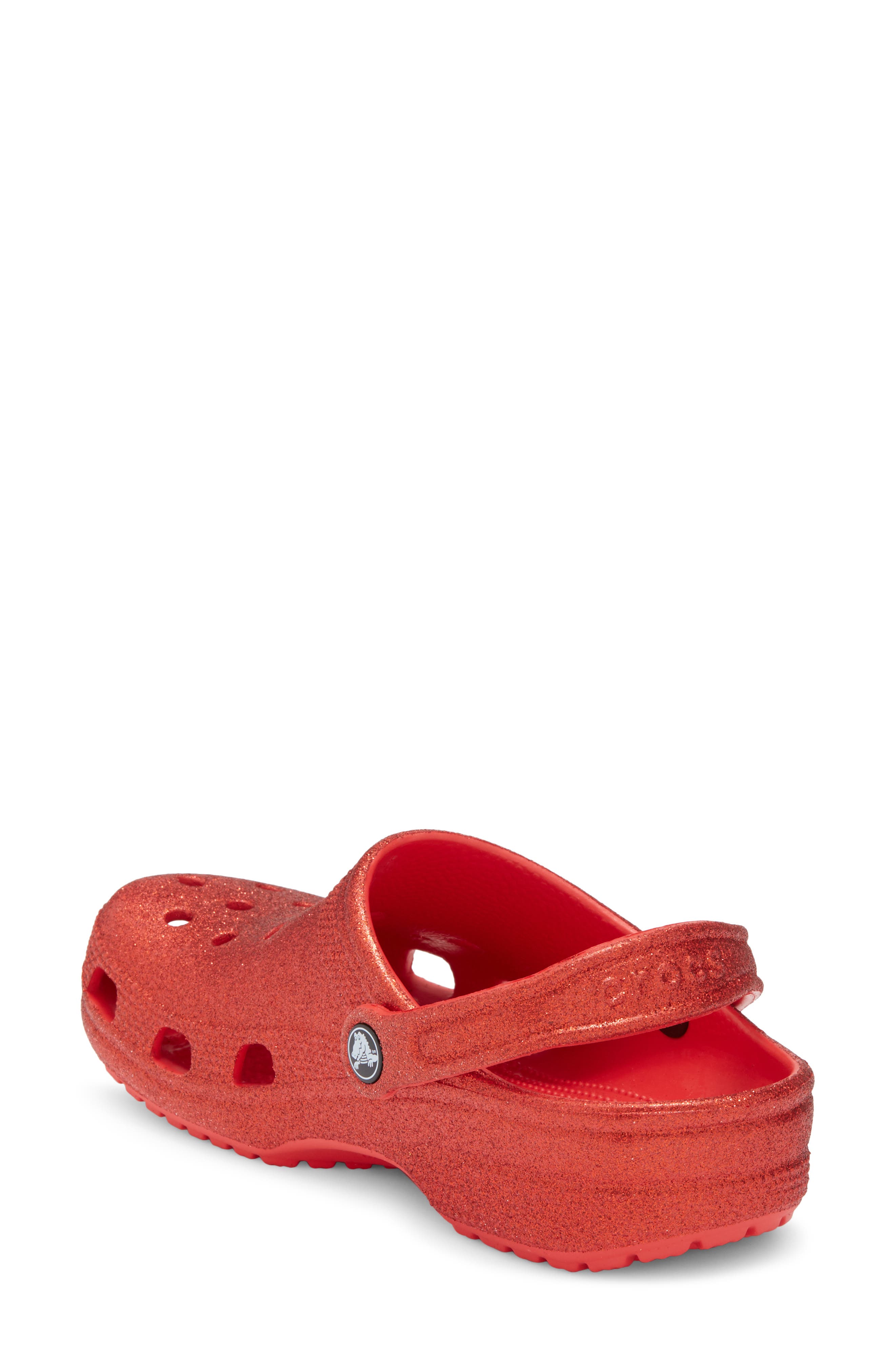CROCS Gender Inclusive Classic Glitter Clog, Alternate, color, Flame