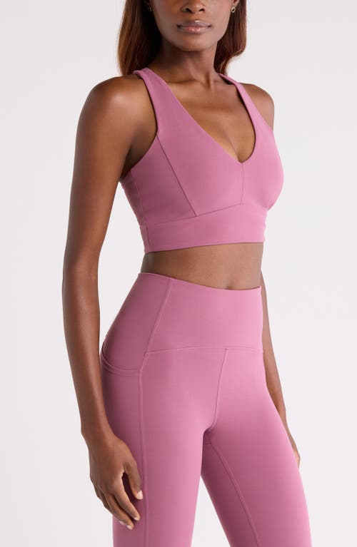 Zella Studio Luxe V-neck Racerback Sports Bra In Pink