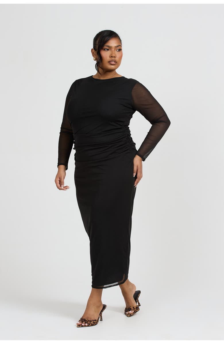 FASHION-SZN CURVE Curve Long Sleeved Midaxi Dress, Alternate, color, Black