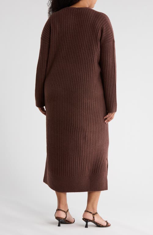 Nordstrom Rack Ribbed Long Sleeve Sweater Dress In Brown